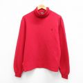 L★古着 ラルフローレン 長袖 ビンテージ ブランド Tシャツ メンズ 90年代 90s ワンポイントロゴ 鹿の子 コットン タートルネック ハイネック USA製 赤【spe】 26apr02