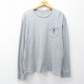 XL★古着 ラルフローレン 長袖 ブランド Tシャツ メンズ ワンポイントロゴ 胸ポケット付き コットン クルーネック グレー 霜降り 26apr02