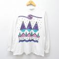 XL★古着 長袖 ビンテージ Tシャツ メンズ 90年代 90s WINTER PARK コットン モックネック ハイネック USA製 白 26apr02