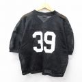 XL★古着 チャンピオン champion 半袖 ビンテージ フットボール Tシャツ メンズ 00年代 00s ワンポイントロゴ 39 メッシュ地 Vネック 黒 26apr02