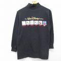 M★古着 長袖 ビンテージ Tシャツ メンズ 90年代 90s ディズニー ファンタジア ミッキー コットン モックネック ハイネック USA製 黒【spe】 26apr02