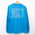 L★古着 ヘインズ 長袖 ビンテージ Tシャツ メンズ 90年代 90s NELLS コットン クルーネック USA製 水色 26apr02