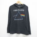XL★古着 長袖 ロック バンド Tシャツ パーカー メンズ ピンクフロイド 黒 霜降り【spe】 26apr03
