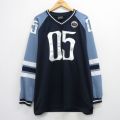 XL★古着 フブ FUBU 長袖 Tシャツ メンズ 05 ラグラン 大きいサイズ ロング丈 Vネック 紺他 26apr03