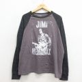 L★古着 リップルジャンクション 長袖 ロック バンド Tシャツ メンズ ジミヘンドリックス 大きいサイズ ラグラン クルーネック グレー 霜降り他 26apr06