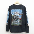L★古着 長袖 Tシャツ メンズ 汽車 バイク クルーネック 黒 26apr06
