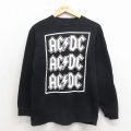 M★古着 長袖 ロック バンド Tシャツ メンズ AC/DC コットン クルーネック 黒 26apr06