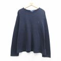 XL★古着 ラルフローレン 長袖 ブランド Tシャツ メンズ 90年代 90s ワンポイントロゴ 大きいサイズ コットン クルーネック 紺 ボーダー 26apr14