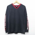 XL★古着 ラルフローレン ポロジーンズ 長袖 ブランド フットボール Tシャツ メンズ ビッグロゴ コットン Vネック 黒他 26apr16
