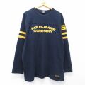 XL★古着 ラルフローレン ポロジーンズ 長袖 ブランド フットボール Tシャツ メンズ ビッグロゴ 大きいサイズ コットン Vネック 紺他 26apr16