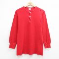 S★古着 デュオフォールド duofold 長袖 ビンテージ サーマル Tシャツ メンズ 70年代 70s 無地 ヘンリーネック 赤 26apr21