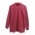 L★古着 長袖 ビンテージ Tシャツ メンズ 90年代 90s 無地 コットン モックネック ハイネック USA製 エンジ 26apr21