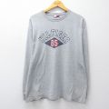 XL★古着 トミーヒルフィガー 長袖 ブランド Tシャツ メンズ 90年代 90s ビッグロゴ クルーネック グレー 霜降り 26apr22