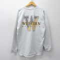 XL★古着 ジャンスポーツ 長袖 ビンテージ Tシャツ メンズ 90年代 90s ミシガン レスリング コットン クルーネック USA製 薄グレー 霜降り 26apr22