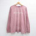 チャンピオン 90s 長袖Tシャツ ビッグロゴ ピンク XL | 古着