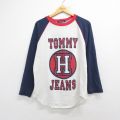 トミーヒルフィガー 90s 長袖Tシャツ ビッグロゴ ホワイト L | 古着