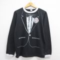 90s 長袖Tシャツ タキシードだまし絵 ブラック M | 古着