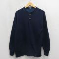 L★古着 デュオフォールド 長袖 ビンテージ Tシャツ メンズ 80年代 80s 無地 ヘンリーネック USA製 紺 26may11