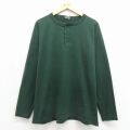 90s 長袖Tシャツ ヘンリーネック グリーン XL | 古着
