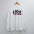 90s 長袖Tシャツ USAロゴ ホワイト L | 古着