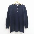 90s 長袖ヘンリーネックTシャツ ネイビー L | 古着