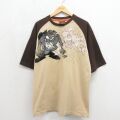 XL★古着 LOT29 7分袖 ビンテージ Tシャツ メンズ 00年代 00s ルーニーテューンズ タズ ツートンカラー コットン ラグラン クルーネック ベージュ【spe】 26may27