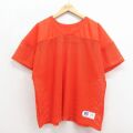 XL★古着 ラッセル 半袖 ビンテージ フットボール Tシャツ メンズ 90年代 90s 無地 大きいサイズ メッシュ地 Vネック USA製 オレンジ 26may27