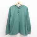XL★古着 エルエルビーン 長袖 ビンテージ Tシャツ メンズ 90年代 90s 無地 コットン ヘンリーネック USA製 グリーン【spe】 26may27