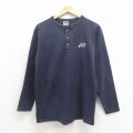 M★古着 長袖 ビンテージ Tシャツ メンズ 00年代 00s Stony コットン ヘンリーネック ネイビー 26may27