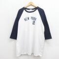 00s 7分袖Tシャツ ニューヨークヤンキース ネイビー XL | 古着