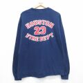 ヘインズ 00s 長袖Tシャツ ヒューストン消防署 ネイビー XL | 古着