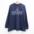 ジャンスポーツ 90s 長袖Tシャツ UNION カレッジ ネイビー XL | 古着