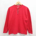 90s 長袖Tシャツ ヘンリーネック レッド メンズL相当 | 古着