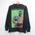 長袖ラップTシャツ ノトーリアスBIGプリント ブラック メンズS相当 | 古着