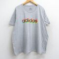 XL★古着 アディダス adidas 半袖 ブランド Tシャツ メンズ ビッグロゴ 大きいサイズ クルーネック グレー 霜降り 25jul01 中古