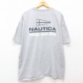 XL★古着 ノーティカ NAUTICA 半袖 ブランド Tシャツ メンズ ビッグロゴ 大きいサイズ コットン クルーネック グレー 霜降り 25jul02 中古