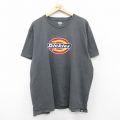 XL★古着 ディッキーズ Dickies 半袖 ブランド Tシャツ メンズ ビッグロゴ 大きいサイズ コットン クルーネック 濃グレー 25jul19 中古