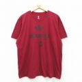 XL★古着 アディダス adidas 半袖 ブランド Tシャツ メンズ ビッグロゴ リーフ トレフォイル 大きいサイズ コットン クルーネック エンジ系 25jul19 中古