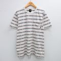 XL★古着 バンズ VANS 半袖 ブランド Tシャツ メンズ OFF THE WALL 胸ポケット付き クルーネック 白他 ホワイト ボーダー 25jul25 中古