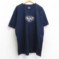 XL★古着 バンズ VANS 半袖 ブランド Tシャツ メンズ ビッグロゴ ヘビー 大きいサイズ ロング丈 コットン クルーネック 紺 ネイビー 25jul30 中古