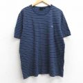 XL★古着 バンズ VANS 半袖 ブランド Tシャツ メンズ ワンポイントロゴ クルーネック 紺他 ネイビー ボーダー 25aug06 中古