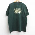 XL★古着 バンズ VANS 半袖 ブランド Tシャツ メンズ ビッグロゴ 大きいサイズ クルーネック 緑 グリーン 25aug06 中古