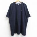XL★古着 チャンピオン champion 半袖 ブランド Tシャツ メンズ ワンポイントロゴ 大きいサイズ ロング丈 コットン クルーネック 紺 ネイビー 25aug06 中古