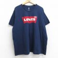 XL★古着 リーバイス Levis 半袖 ブランド Tシャツ メンズ ビッグロゴ 大きいサイズ コットン クルーネック 紺 ネイビー 25aug06 中古