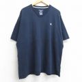 XL★古着 チャンピオン champion 半袖 ブランド Tシャツ メンズ ワンポイントロゴ 大きいサイズ コットン Vネック 紺 ネイビー 25aug06 中古