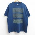 XL★古着 バンズ VANS 半袖 ブランド Tシャツ メンズ 足跡 コットン クルーネック 紺 ネイビー 25aug06 中古