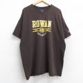 XL★古着 チャンピオン champion 半袖 ブランド Tシャツ メンズ ローワン 大学 大きいサイズ ロング丈 クルーネック 茶 ブラウン 25aug19 中古