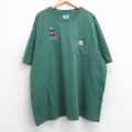 XL★古着 カーハート Carhartt 半袖 ブランド Tシャツ メンズ ワンポイントロゴ manufacturing 胸ポケット付き 大きいサイズ ロング丈 クルーネック 緑 グリーン 霜降り 25aug19 中古