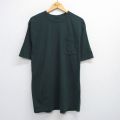 XL★古着 ディッキーズ Dickies 半袖 ブランド Tシャツ メンズ 無地 胸ポケット付き ロング丈 コットン クルーネック 濃緑 グリーン 25aug20 中古