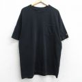 XL★古着 ディッキーズ Dickies 半袖 ブランド Tシャツ メンズ 無地 胸ポケット付き 大きいサイズ ロング丈 コットン クルーネック 黒 ブラック 25aug25 中古